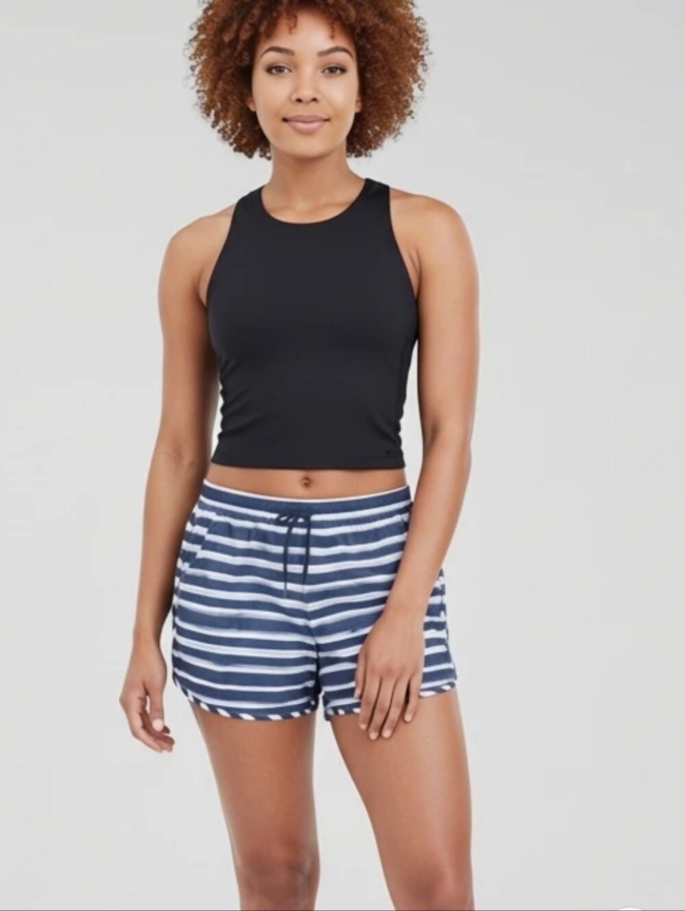 Columbia Omni-Shade Striped Shorts Bogata Bay 2X Navy Blue White Active XW2827
